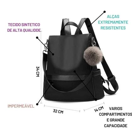 Imagem de Mochila Feminina Barata Anti Furto Impermeável Leve Fashion Impermeável Faculdade Escola Meninas Média Leve