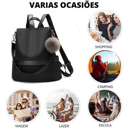 Imagem de Mochila Feminina Barata Anti Furto Impermeável Leve Fashion Impermeável Faculdade Escola Meninas Média Leve