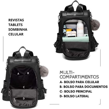 Imagem de Mochila Feminina Barata Anti Furto Impermeável Leve Fashion Impermeável Faculdade Escola Meninas Média Leve