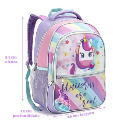 Imagem de Mochila Feminina C/ Alças Infantil Unicórnio - Denlex