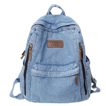 Imagem de Mochila Feminina De Grande Capacidade, Jeans, Moda, Vários Bolsos, Mochila Escolar Moderna 2023