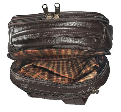 Imagem de Mochila Feminina Masculina De Couro Legítimo Para Notebook