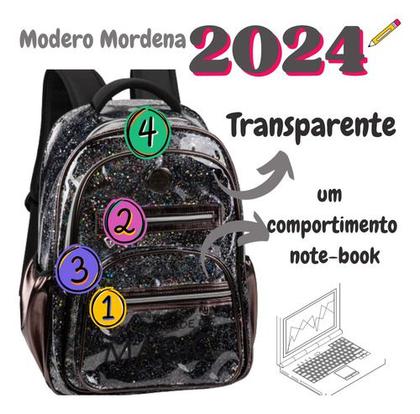 Imagem de Mochila Feminina Metalizada Magic C/ Brilho Transparente 