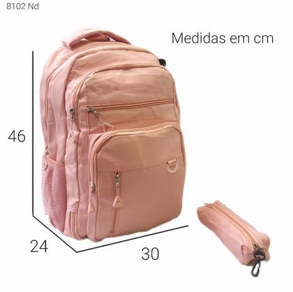 Imagem de Mochila Feminina Nylon Superleve Impermeável com Divisões e Necessaire Estojo 8102