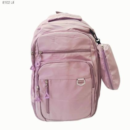 Imagem de Mochila Feminina Nylon Superleve Impermeável com Divisões e Necessaire Estojo 8102