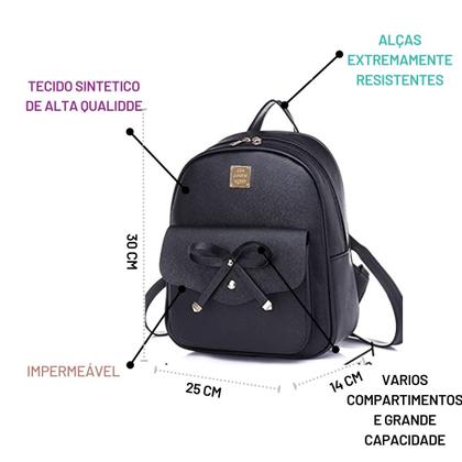 Imagem de Mochila Feminina Pequena com Carteira Barata Resistente Bolsa Escola Faculdade COm alça Impermeavel Presente Casual