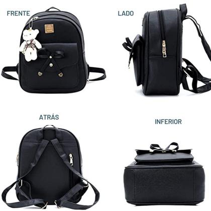Imagem de Mochila Feminina Pequena com Carteira Barata Resistente Bolsa Escola Faculdade COm alça Impermeavel Presente Casual
