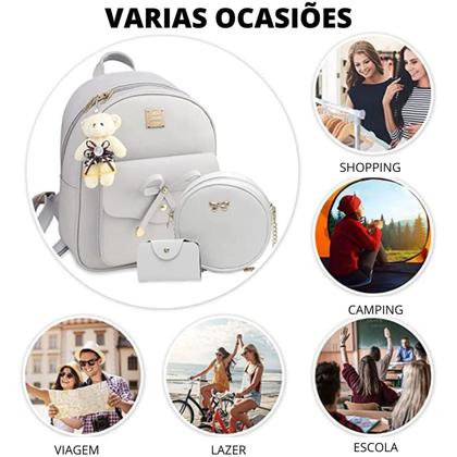 Imagem de Mochila Feminina Pequena com Carteira Barata Resistente Bolsa Escola Faculdade COm alça Impermeavel Presente Casual