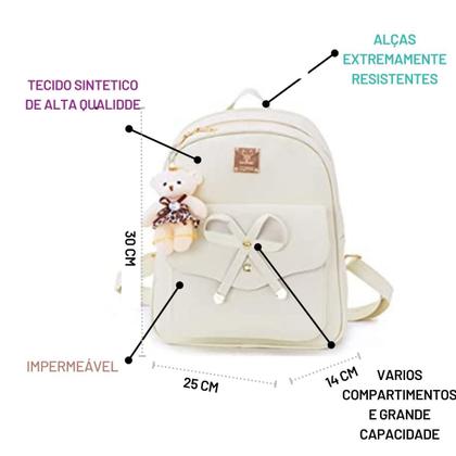 Imagem de Mochila Feminina Pequena com Carteira Barata Resistente Bolsa Escola Faculdade COm alça Impermeavel Presente Casual