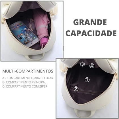 Imagem de Mochila Feminina Pequena com Carteira Barata Resistente Bolsa Escola Faculdade COm alça Impermeavel Presente Casual