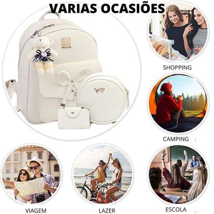 Imagem de Mochila Feminina Pequena com Carteira Barata Resistente Bolsa Escola Faculdade COm alça Impermeavel Presente Casual