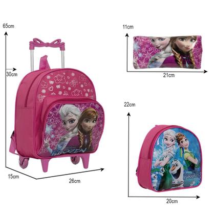 Imagem de Mochila Feminina Rodinha Frozen Com Lancheira Infantil Rosa