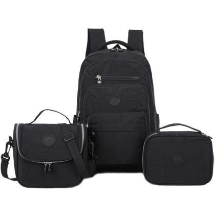 Imagem de Mochila Feminina Tactel Notebook Kit Lancheira e Estojo Escolar Resistente Estilo Kipiling