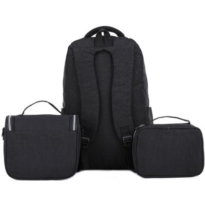 Imagem de Mochila Feminina Tactel Notebook Kit Lancheira e Estojo Escolar Resistente Estilo Kipiling
