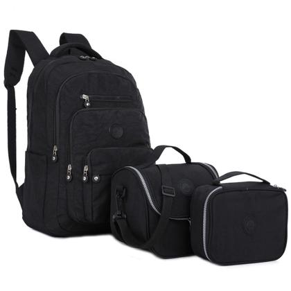 Imagem de Mochila Feminina Tactel Notebook Kit Lancheira e Estojo Escolar Resistente Estilo Kipiling