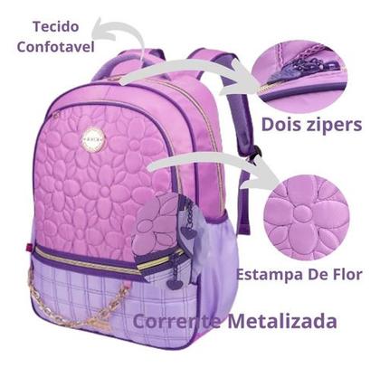 Imagem de Mochila Feminina Universitária Moderna Costas Com Corrente 
