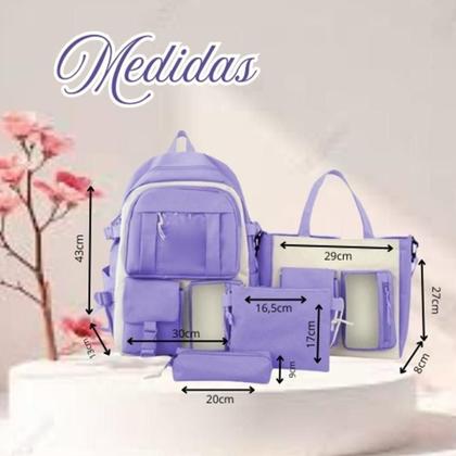 Imagem de Mochila Grande Com Kit Escolar Completo 4 Pçs Viagem Passeio