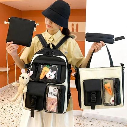 Imagem de Mochila Grande Com Kit Escolar Completo 4 Pçs Viagem Passeio