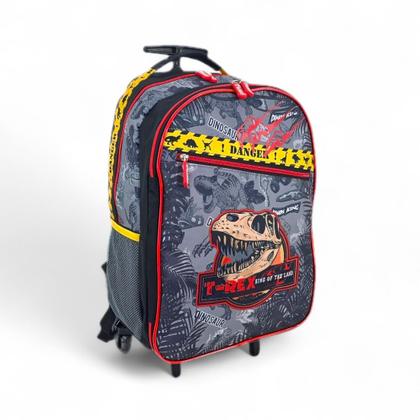 Imagem de Mochila grande escolar menino adolescente espaço porta caneta lapis caderneta com rodinha dinossauro dino rex