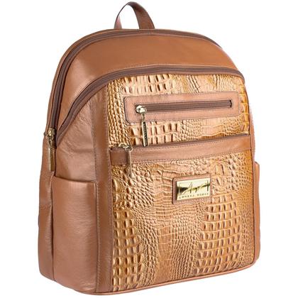 Imagem de Mochila Grande Feminina Montanna em couro caramelo