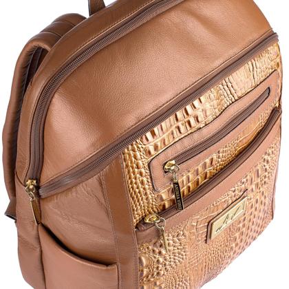 Imagem de Mochila Grande Feminina Montanna em couro caramelo