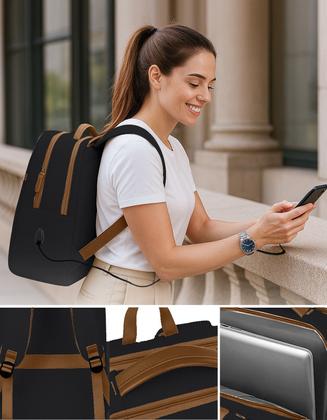 Imagem de Mochila Grande Feminina Notebook Executiva Viagem Bagagem Saida USB