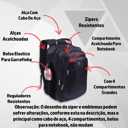 Imagem de Mochila Grande Masculina Impermeável Faculdade Alça Reforçada Grande