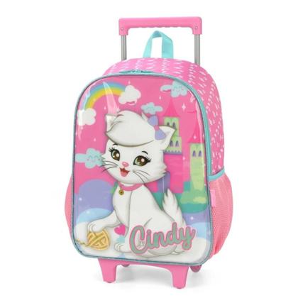 Imagem de Mochila Grande Rodinha Escolar Infantil Gatinha Cindy Pink
