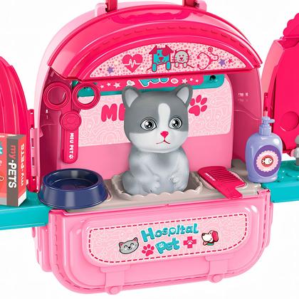 Imagem de Mochila Hospital 2 Em 1 Pet Cat Gatinho Infantil Com Acessórios Dm Toys