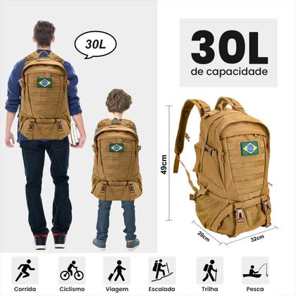 Mochila Impermeável Tatica Militar 30 Litros com Resistente Trilha