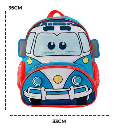 Imagem de Mochila Infantil Com Alças Costa Carros Kombi Polícia Menino Bebê Hotelzinho Creche Maternal
