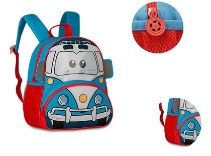 Imagem de Mochila Infantil Com Alças Costa Carros Kombi Polícia Menino Bebê Hotelzinho Creche Maternal