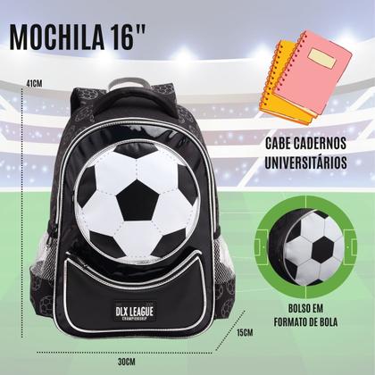 Imagem de Mochila Infantil Costas Meninos Creche Escolar 16L Futebol Passeio Espaçosa