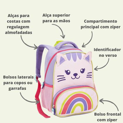 Imagem de Mochila Infantil Creche Escolar Menina Menino Animais Passeio Escolinha de Costas