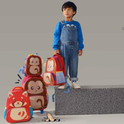 Imagem de Mochila Infantil Creche Escolar Menina Menino Animais Passeio Escolinha de Costas