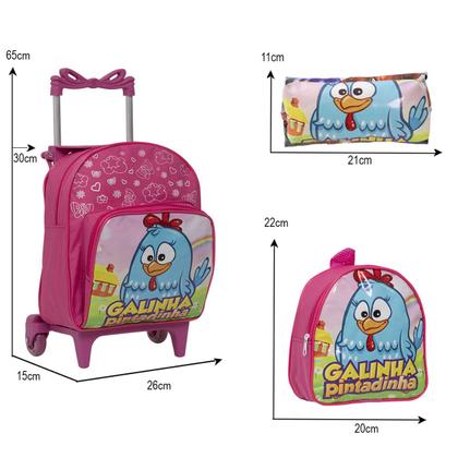 Imagem de Mochila Infantil Creche Rodinha Galinha Pintadinha Reforçada