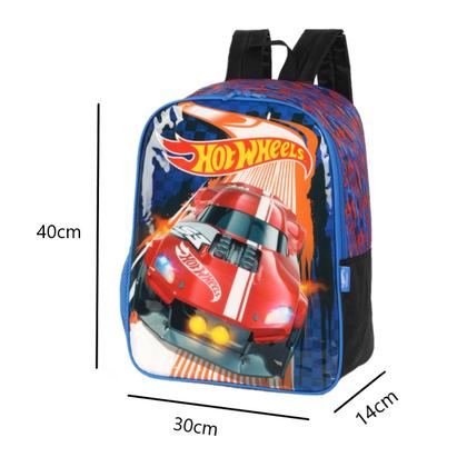 Imagem de Mochila Infantil de Costas Escolar Azul Hot Wheels Corrida