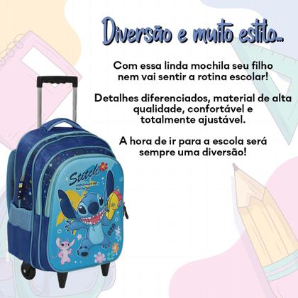 Imagem de Mochila Infantil de Rodinhas Lilo & Stitch Grande Reforçada
