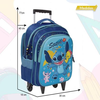 Imagem de Mochila Infantil de Rodinhas Lilo & Stitch Grande Reforçada