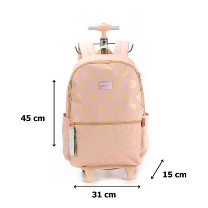 Imagem de Mochila Infantil de Rodinhas Up4you Bolinhas com Lancheira e Estojo - Preto