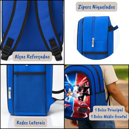 Imagem de Mochila Infantil Escolar Meninos Masculino Criança Bolsa com Estojo Grande e Lancheira Térmica