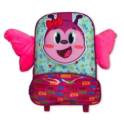 Imagem de Mochila Infantil Escolar Passeio Com Rodinha Borboleta Rosa Linha Animais