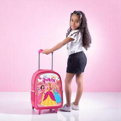 Imagem de Mochila Infantil Escolar Rodinha Menina + Estojo