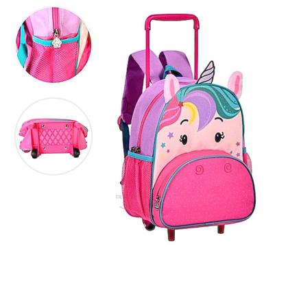 Imagem de Mochila Infantil Escolar Unicornio Rodinhas Alças Ajustaveis