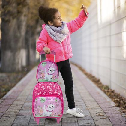 Imagem de Mochila Infantil Feminina Pequena Gata Marie Com Lancheira
