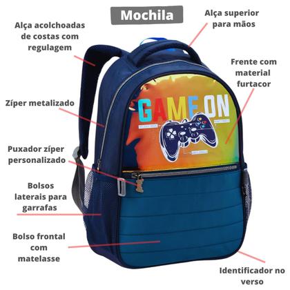 Imagem de Mochila Infantil Juvenil Menina Menino Escolar Com Lancheira Removível