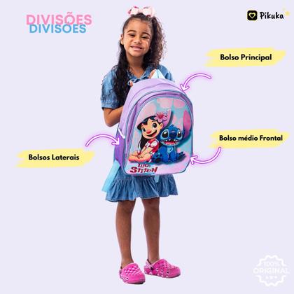 Imagem de Mochila Infantil Kit Escolar Lilo Stitch Menina + Lancheira + Estojo