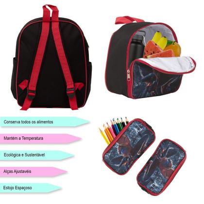 Imagem de Mochila Infantil Masculina Homem Aranha Costas Com Lancheira