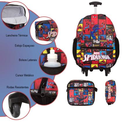 Imagem de Mochila Infantil Masculina Rodinha Spider Man Juvenil Grande