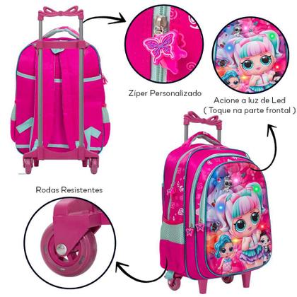 Imagem de Mochila Infantil Menina Lol Surprise Rodinhas 3D Led Toys 2U